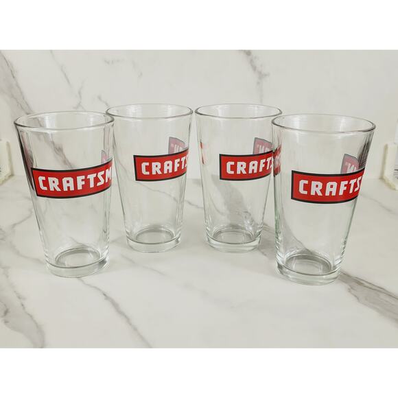 Craftsman Pint Beer Clear Glass 16oz Drinkware 5 1/2" Drinking Tall Glasses x4 - Picture 6 of 14